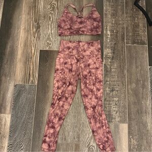 Lighter red Tye dye Athleta Set leggings and sports bra size small